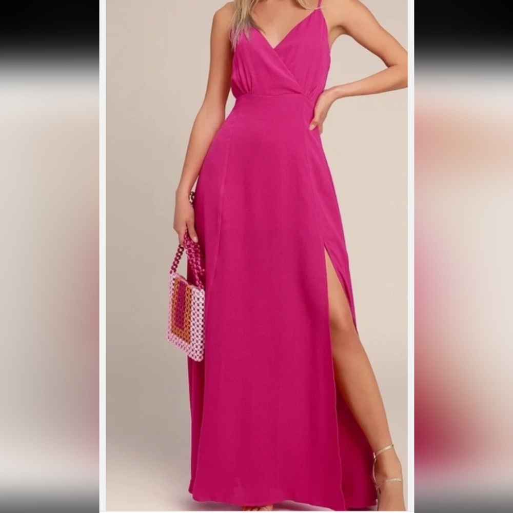 Lulus Evening Of Splendor Hot Pink Maxi Dress